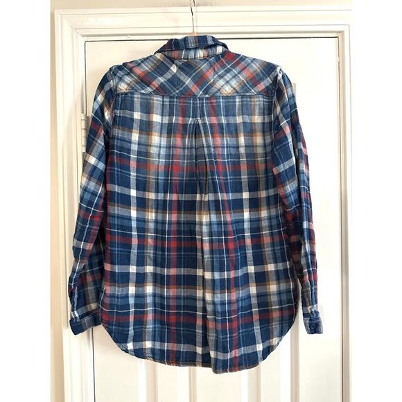 BELLA DAHL Pocket Button Down Vintage Wash Soft Flannel Plaid Shirt - Sz M - Picture 5 of 6